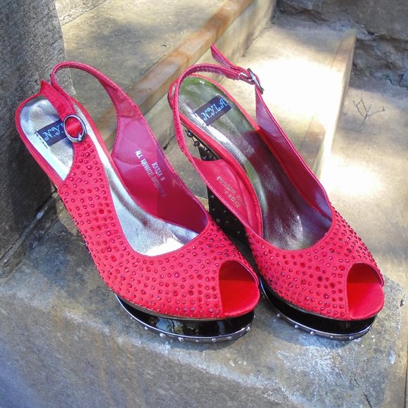 Women's Katja Style Slingback Rhinestone Wedges - Picture 2 of 6